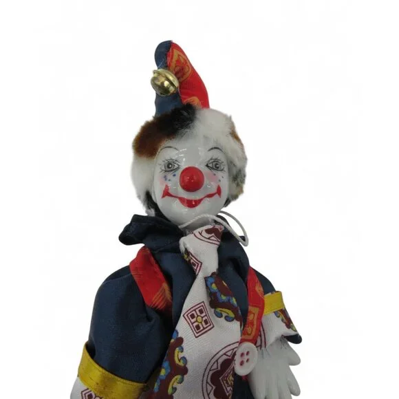 Ceramic CLOWN Figurines Set Of 2 Red and Blue China Vintage - Picture 4 of 11